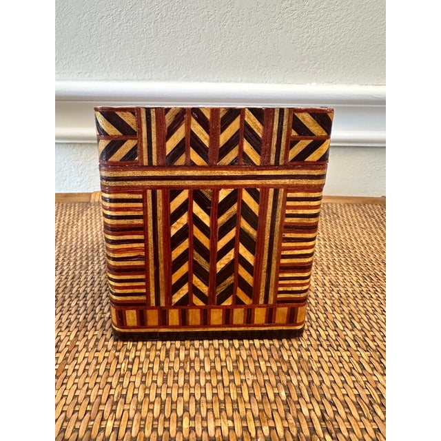Art Deco Vintage Triangular Wood Tabletop Box, Made in England For Sale - Image 3 of 15