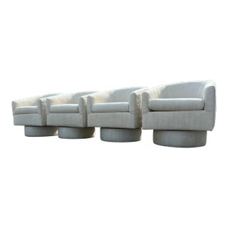 Vintage Milo Baughman For Thayer Coggin Swivel Lounge Chairs- Set of 4 For Sale