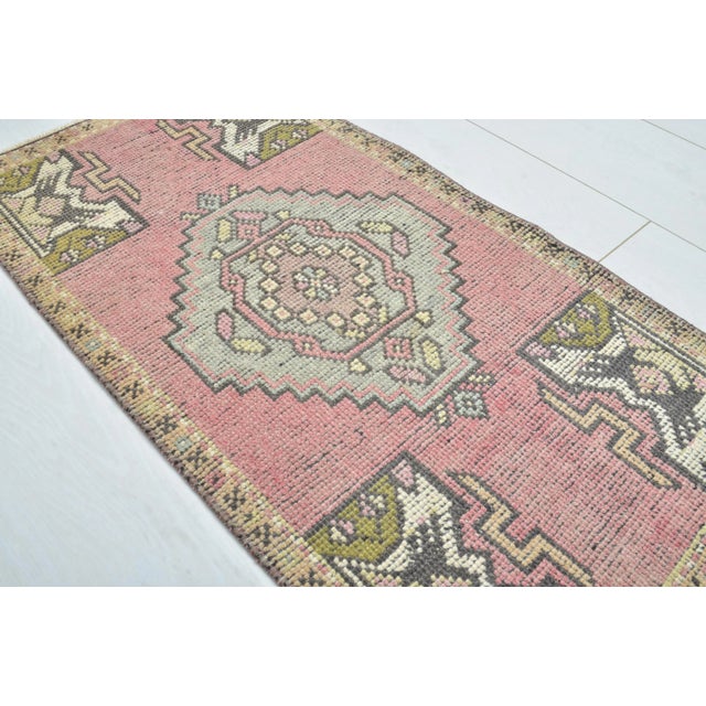 Art Deco Muted Pastel Decorative Hand Knotted Small Rug For Sale - Image 3 of 6