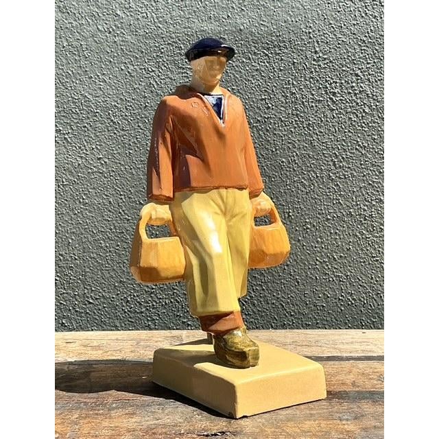 Vintage French Emile Just Bachelet for Henriot Ceramic Fisherman For Sale - Image 4 of 12
