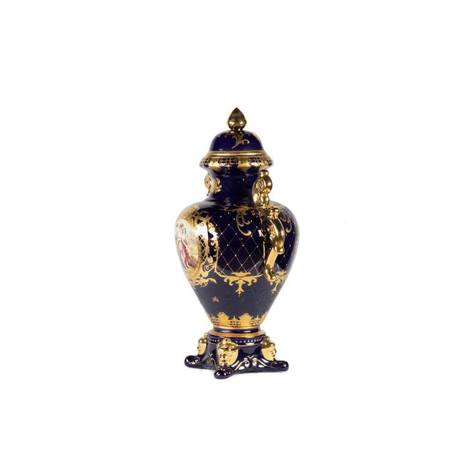 Gilt and Indigo Blue Porcelain Amphora Vase, 20th Century For Sale - Image 6 of 12