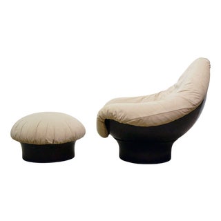 Set of Rodica Lounge Chair and Ottoman by Mario Brunu for Comfort, 1970s For Sale