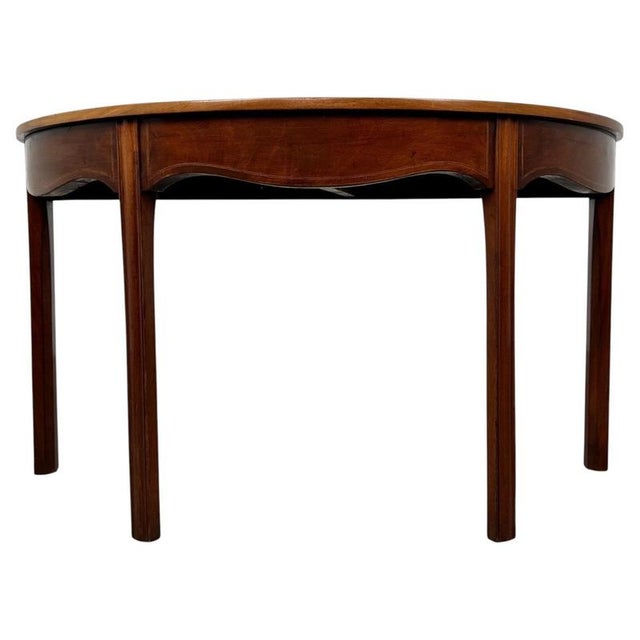 Brown 18th Century English Mahogany Demi-Lune Console Table For Sale - Image 8 of 8