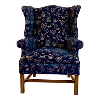 Traditional English Style Wingback Chair For Sale