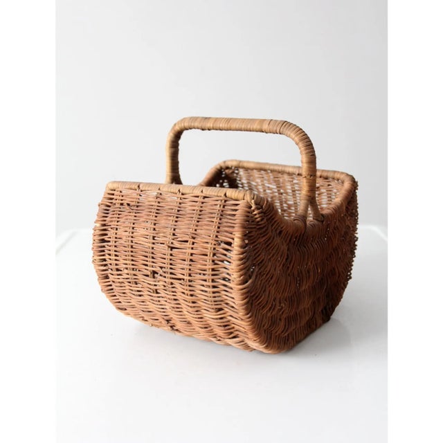 Mid 20th Century Vintage Wicker Gathering Basket For Sale - Image 5 of 12