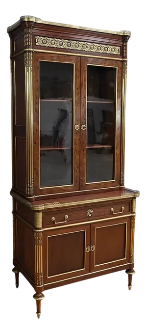 Louis XVI Style Mahogany Scriban Bookcase, Mid-19th Century