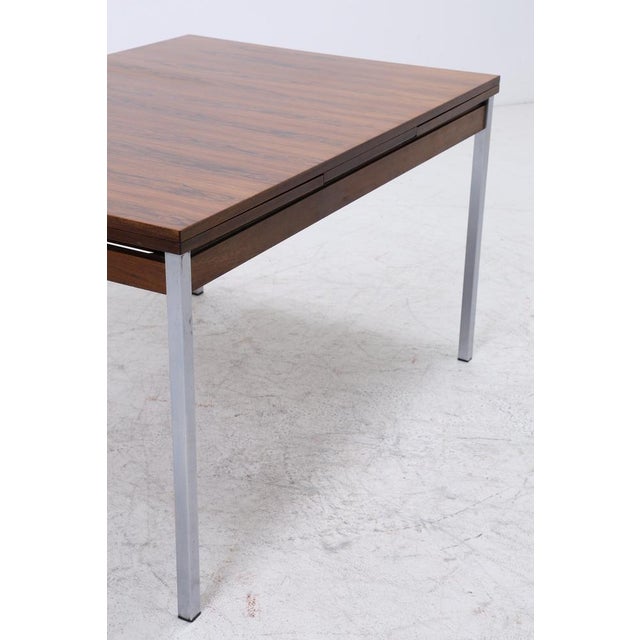 Vintage Extendable Rosewood Dining Table in Chrome and Wood, 1960s For Sale - Image 10 of 14