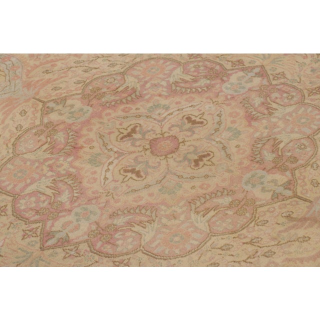 Rug & Kilim Vintage Turkish Sivas Rug in Beige With Pink Medallion For Sale - Image 4 of 8