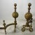 Antique Pair Quality Gold Gilt Brass Pierced Floral Design Andirons For Sale - Image 10 of 11