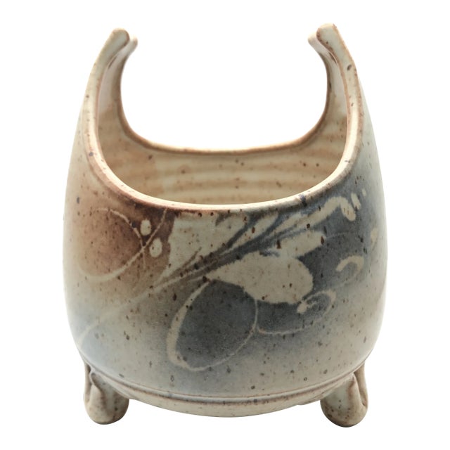 Signed Studio Pottery Sculptural Cachepot For Sale