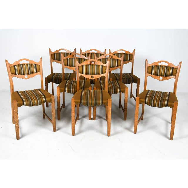 Mid-Century Modern 1970s Vintage Danish Oak Dining Chairs in the Style of Henning Kjærnulf, Set of Eight For Sale - Image 3 of 15