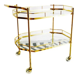 1960's French Brass Bar Cart For Sale