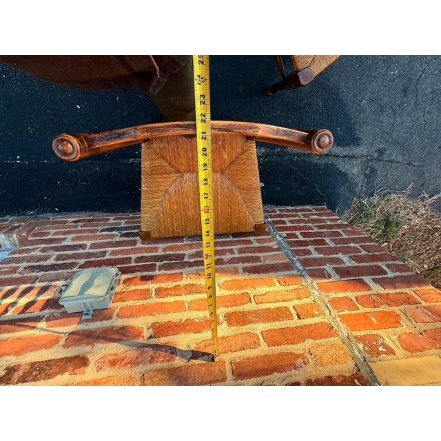 Vintage English Country Lancashire Spindle Back Rush Seat Dining Side Chairs. Set of 4 For Sale - Image 13 of 14