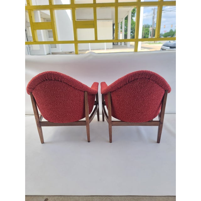 Mid-Century Modern Pair Milo Baughman Thayer Coggin Walnut Petite Armchairs For Sale - Image 3 of 9
