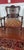 edwardian era mohagony parlor arm chair. 1890-1910. elegant open scrollwork. reaplostered with modern check fabric. Found...