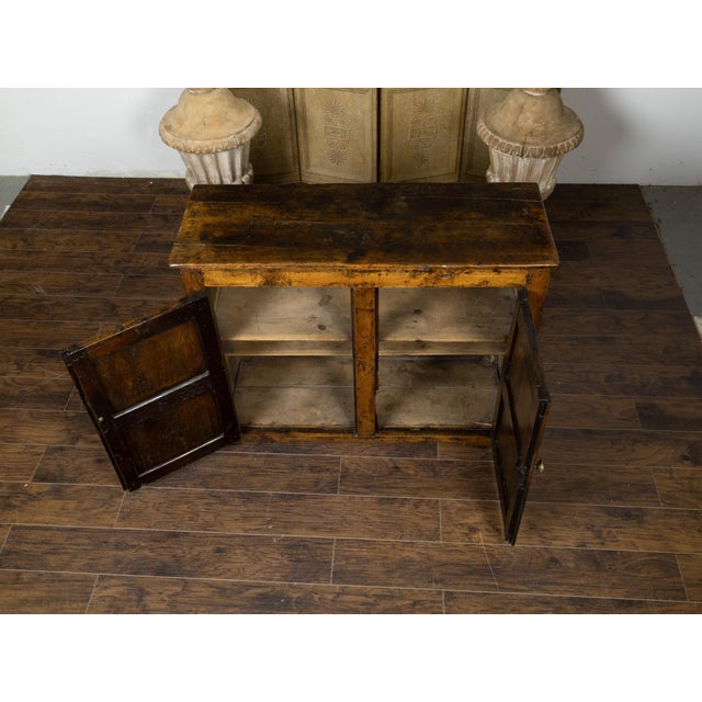 English Early Oak Cupboard with Two Doors and Distressed Patina, 18th Century For Sale - Image 11 of 12