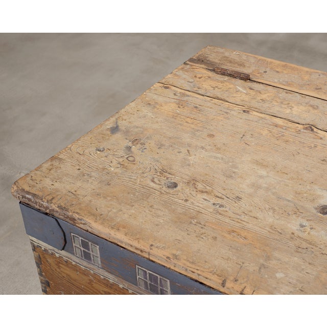 Wood 19th C. English Painted Pine Chest With Georgian Manor Façade For Sale - Image 7 of 18