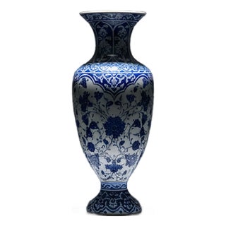 Handmade Ceramic Palace Vase (50cm) Classic Blue and White Rumi Pattern For Sale