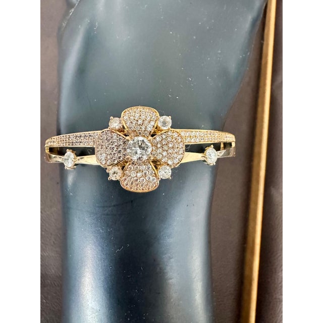 3.8 Carat Diamond 14 Karat Gold Cocktail Bangle Bracelet /cuff Estate 13.8 Gm For Sale - Image 12 of 18