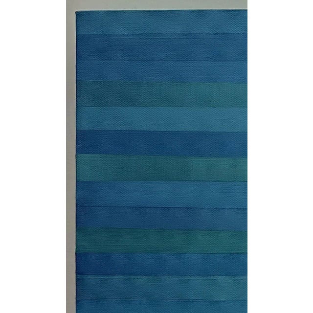 Paint "Blue and Green Stripes" Abstract Acrylic Painting by Piotr Lazowski For Sale - Image 7 of 8