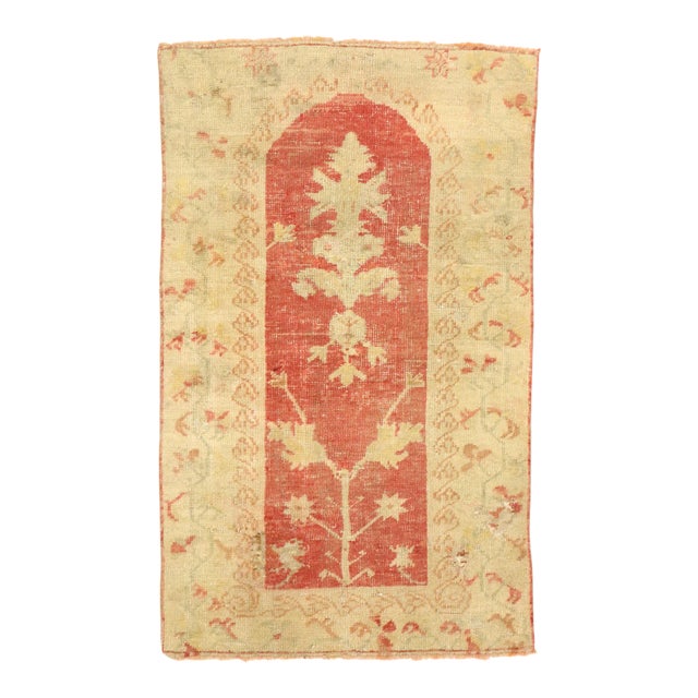 Mid 20th Century Turkish Oushak Prayer Rug, 02'09 X 04'05 For Sale