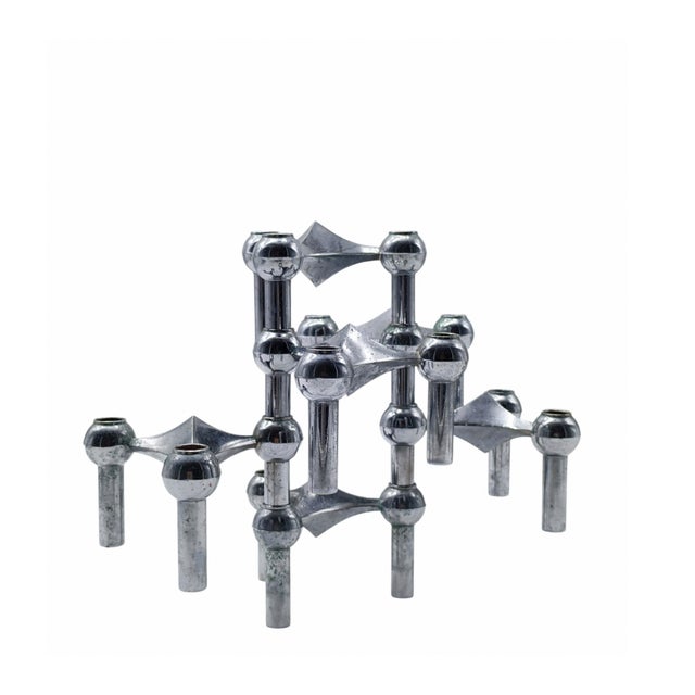 Silver Modular Candle Holders by Fritz Nagel for BMF, Germany, 1960s, Set of 6 For Sale - Image 8 of 8