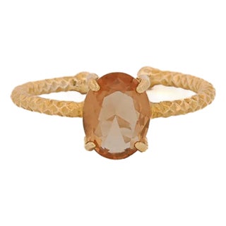 Citrine Gemstone Abundance Gold Ring, Size 5 For Sale