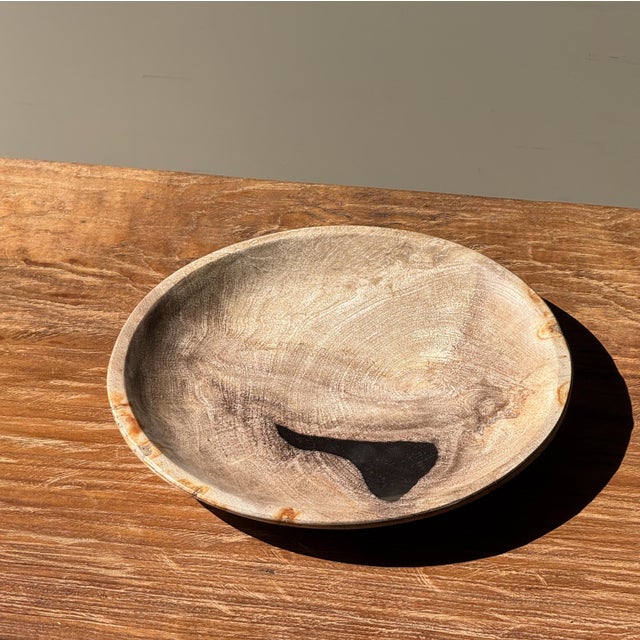 Beige Circular Bowl in Beige Petrified Wood with Black Spots, 1980s For Sale - Image 8 of 9