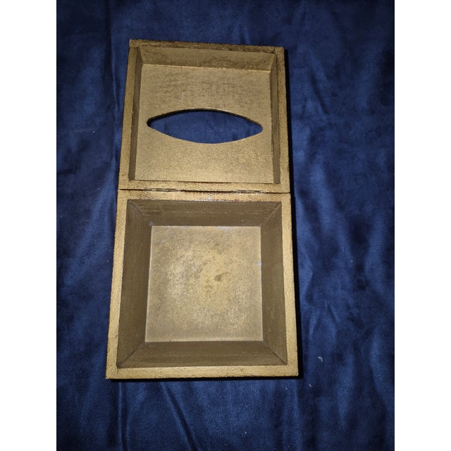 Mid 20th Century Matching Italian Florentine Carved Wood Wastebasket and a Small Tissue Box Fd For Sale - Image 9 of 14