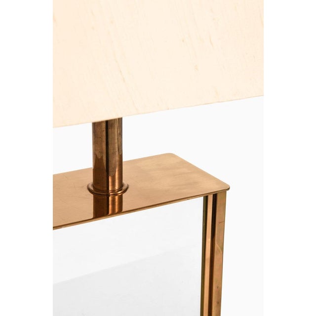 Bergboms Table Lamps in Brass, Mirrored Glass and Silk Shades, 1970s, Set of 2 For Sale - Image 6 of 15