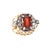 A bold 18K two-tone rose and white gold cocktail ring featuring a vivid 4.65 carat cushion-cut spessartine garnet center...