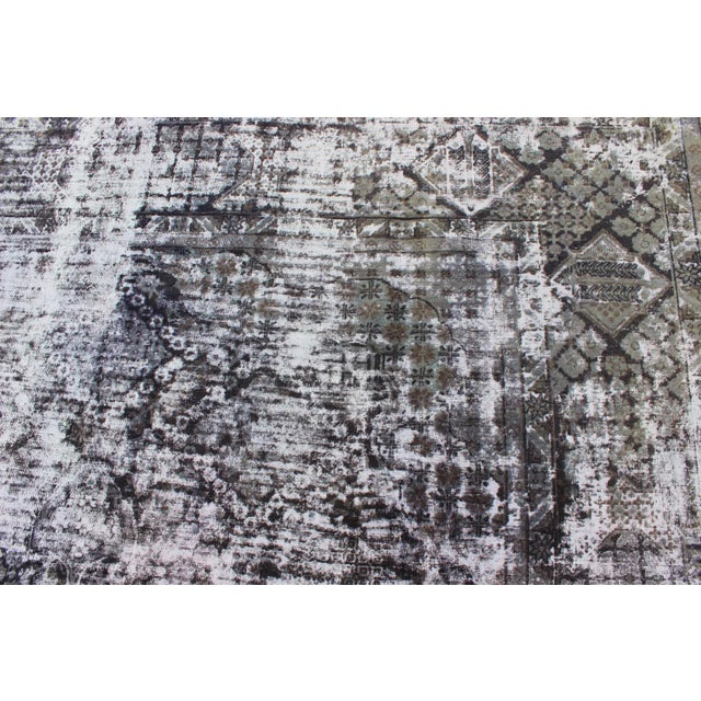Vintage Persian Rug with All Over Modern Design in Shades of Gray, Charcoal & White. Measures: 9'7 x 12'8. Vintage Persian...