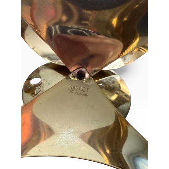 Vintage Mascot Pat Pending Gold Tone Mid-Century Modern Wall Candle Sconces, Pair For Sale In Portland, ME - Image 6 of 6