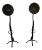 20th Century Sunflower Black Wrought Oversized Iron Hand Forged Andirons - A Pair For Sale