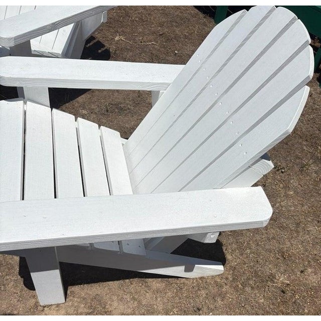 Pair of White Painted Adirondack Chairs -Pair For Sale - Image 4 of 8