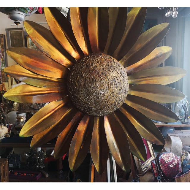 Gold metal Sun wall decor Sunburst Sunshine Gold patinated and hammered metal. Time marks, see the pictures. Dimensions:...