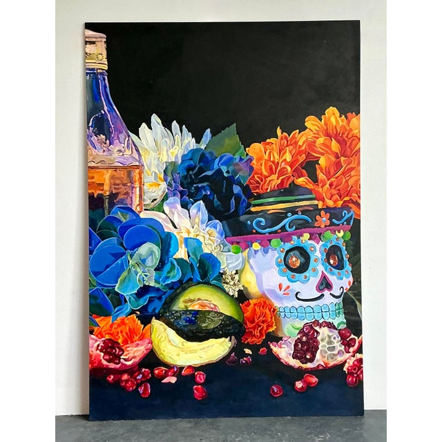 Wood Vintage Monumental Original Still Life Oil on Canvas For Sale - Image 7 of 12