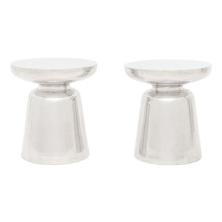 Modern Chrome-Plated Metal Stools, Pair For Sale
