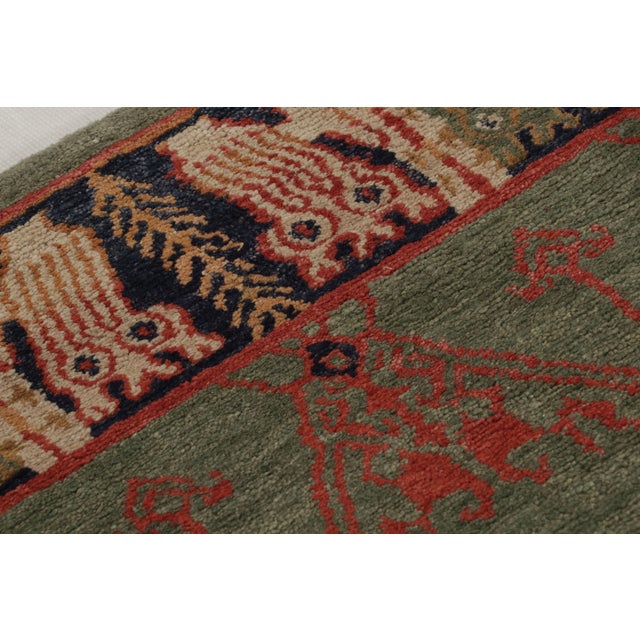 2010s Rug & Kilim's Classic European-Style Runner Green Red Custom Rug Pattern For Sale - Image 5 of 10