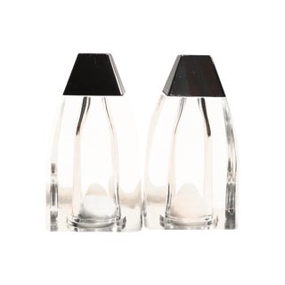 Vintage Lucite & Chrome Salt and Pepper Shakers For Sale