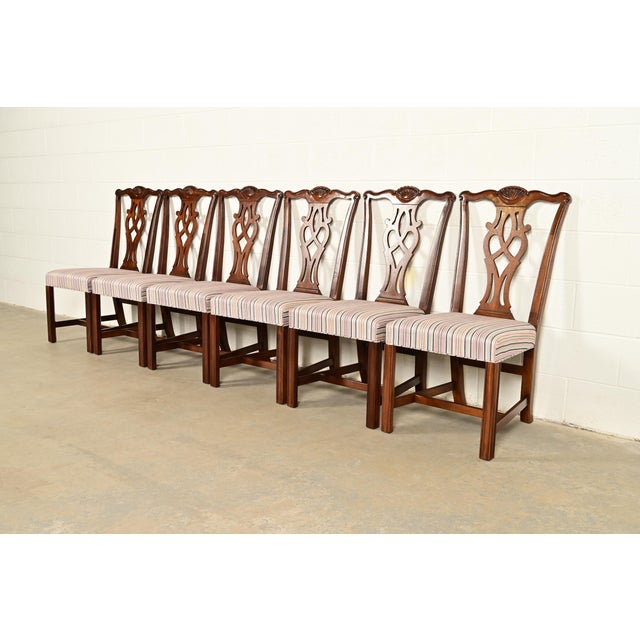 Drexel Heritage Georgian Carved Mahogany Dining Chairs, Set of Six For Sale - Image 13 of 13