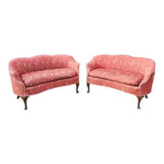 Pair of Antique 19th Century British Queen Anne Settees For Sale