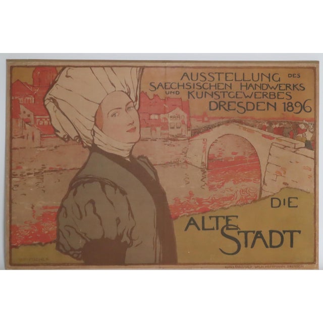 Art Nouveau Exhibition of Saxon Crafts and Arts and Crafts Poster, Dresden, 1896 For Sale - Image 12 of 12