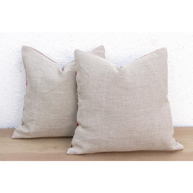 19th Century Luminous Khaddar, Set of 2 Antique Phulkari Pillow Covers For Sale - Image 5 of 6