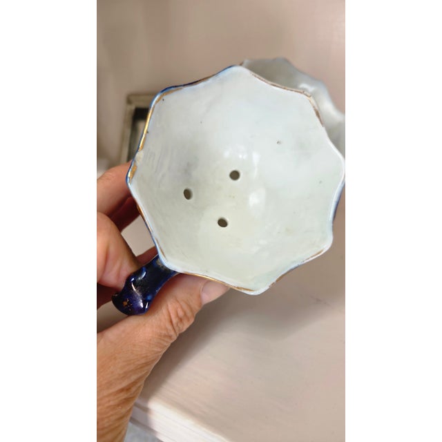 Circa 1900 Continental Cobalt and Gilt Porcelain Shaving Scuttle For Sale - Image 10 of 15