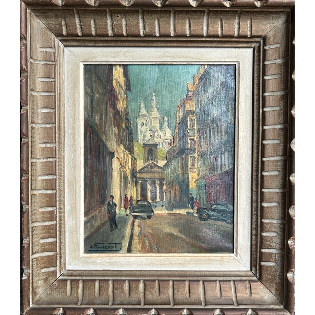French Vintage 1950’s French Oil Painting “A View of Paris” by A. Franchet For Sale - Image 3 of 9