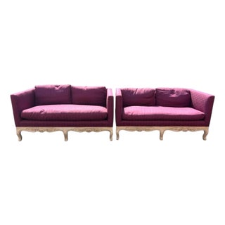 Set of 2 Custom Upholstered Vintage Sofas For Sale