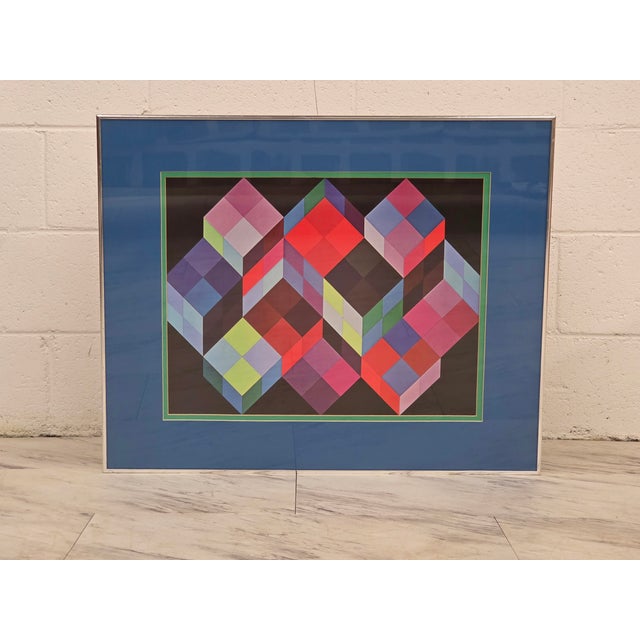 Vivid, Bold, & Intricate... This Lithograph Titled "Tridim-K" By Victor Vasarely Checks All Of These Boxes (No Pun...