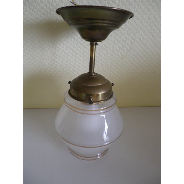 Pendant Light in Opaline Glass, Metal, and Brass, 1960s For Sale - Image 6 of 16
