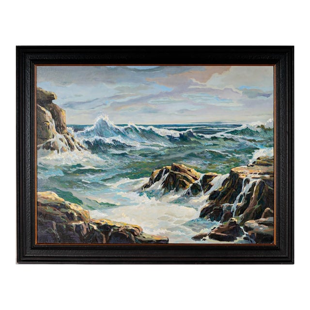 Seascape Oil on Board, Don Charlie Burgess For Sale
